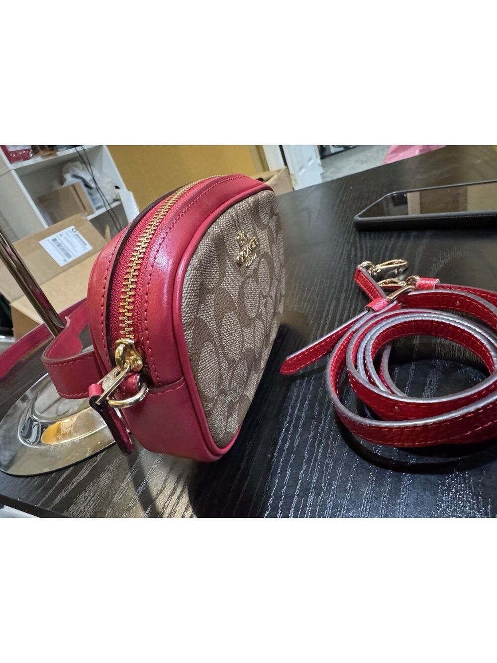 Coach Convertible Belt Bag in Signature Canvas Red - Picture 4 of 12